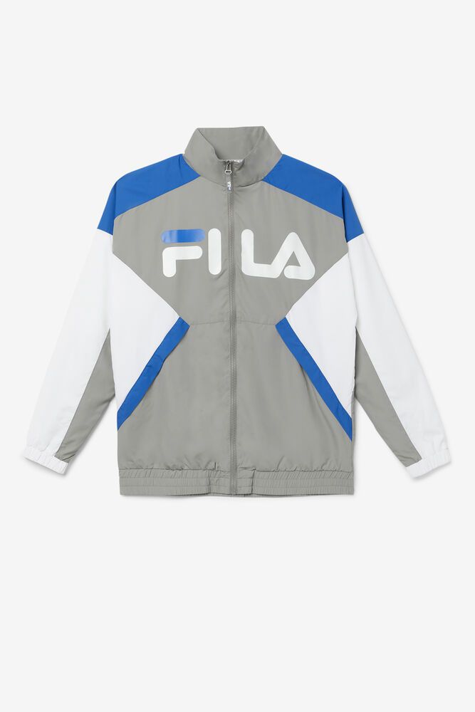 Fila Jacket Mens Grey/White/Blue Oliviero Wind - Ireland 36527-PHBY